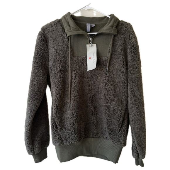NWT Sweaty Betty Sherpa Half Zip Sweatshirt Pullover in Mountain Green - Small - Picture 2 of 7